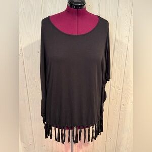 Venus Black Dolman Sleeves with Fringe Bottom, Size L/XL